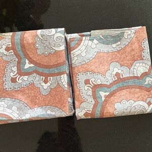 Ornate Patterned Fabric in Red and Blue PC pair